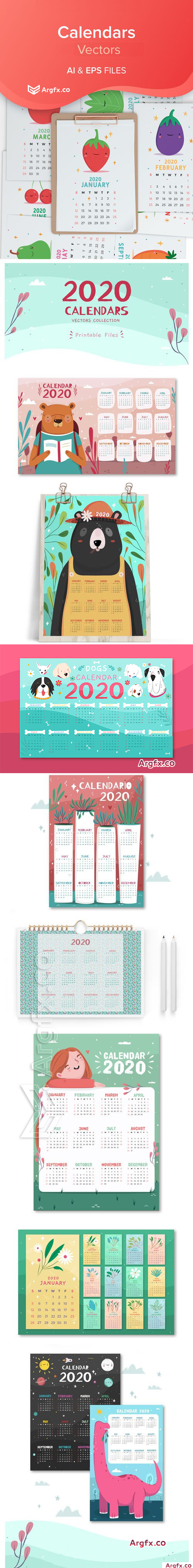 2020 Calendars Vector Collection 2