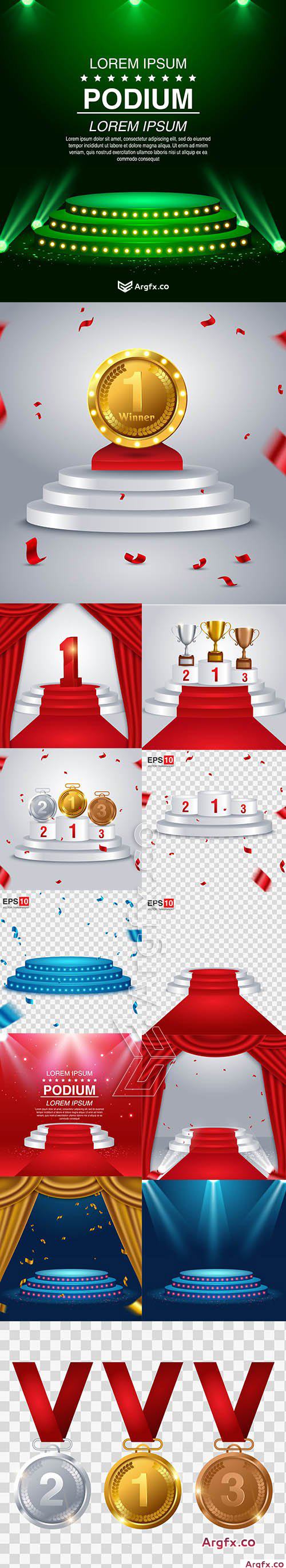 Red Carpet Round Podium Backgrounds