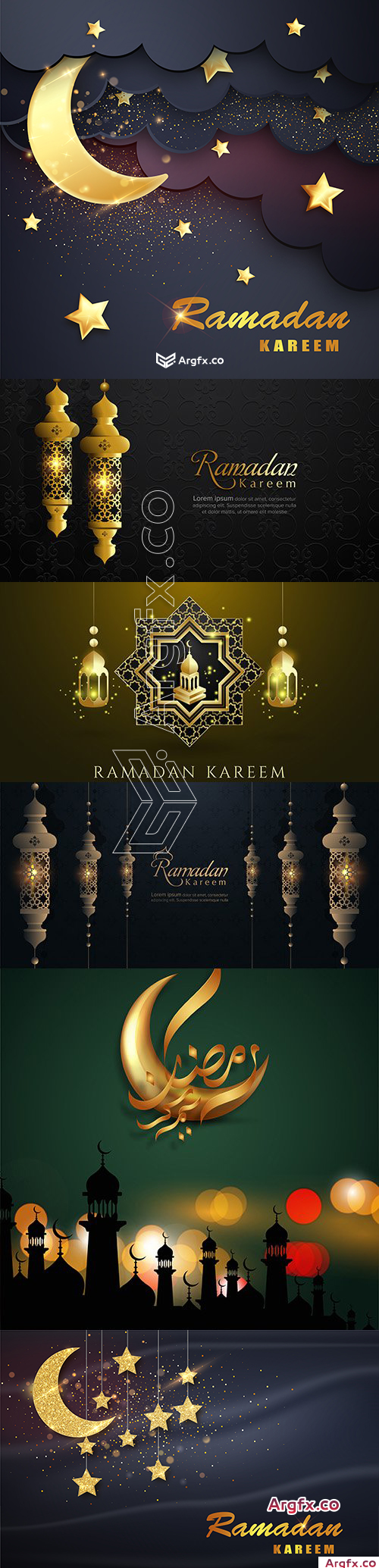 Ramadan Kareem moon and luxurious Islamic background elements
