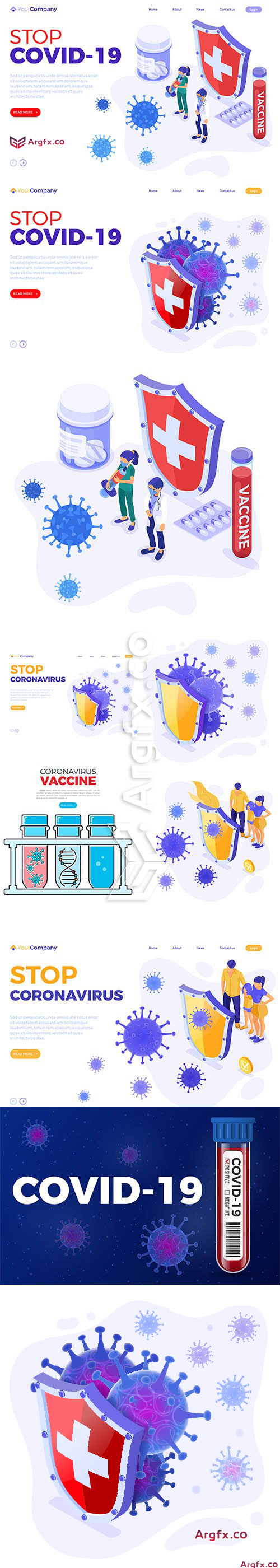 Stop Coronavirus Illustration Set